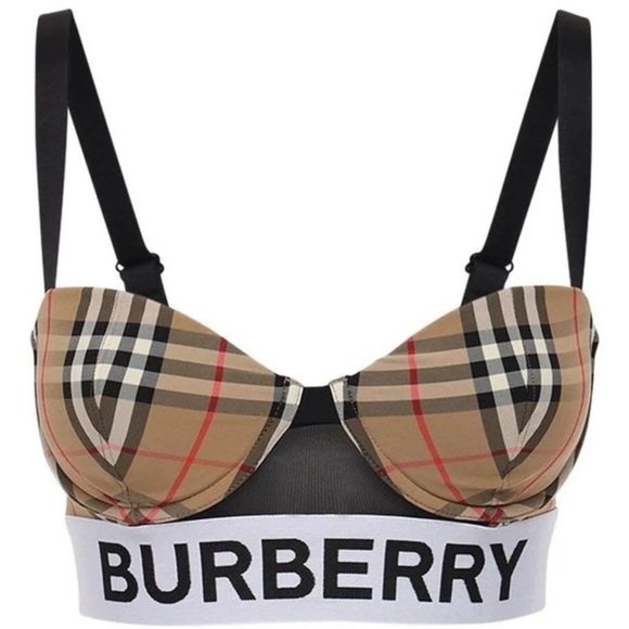 Burberry Check Pattern Bra - Tan, Black, and Red - Picture 9 of 10